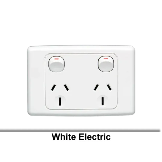 Clipsal Double Power Point Flush Mount Standard 15A 250V 1 Pole Horizontal White | 2025/15WE