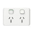 Clipsal Double Power Point Flush Mount 15A 250V 2P+E Horizontal Vivid White | 3025/15VW