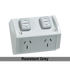 Clipsal GPO Switched Outlet Weatherproof Flush Mount Standard 2 Gang 10A 250V IP54 Horizontal Chemical Resistant Grey | WSCF227/2RG