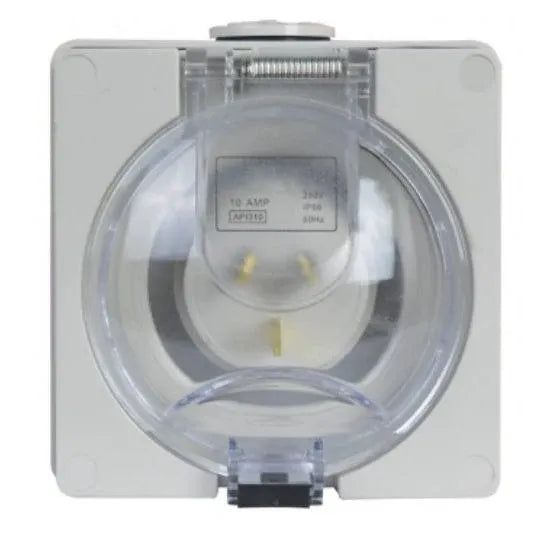 GSME Appliance Inlet 10A 250V 3 Pin Flat Grey Polycarbonate IP66 | BUAI310