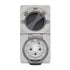GSME Switch Socket Outlet Surface Mounting Weatherproof 1Ph 32A 250V 3 Pin Round Grey IP66 | BUC332