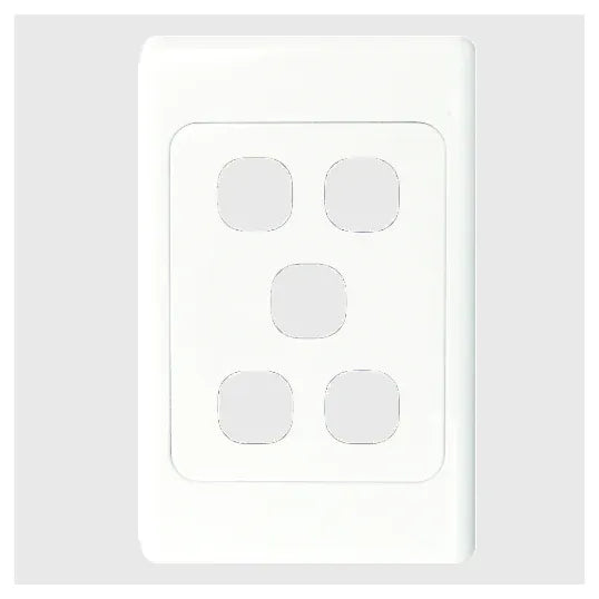 GSME Switch Cover Plate Flush Mount Standard 5 Gang Vertical White | COSWPV5G