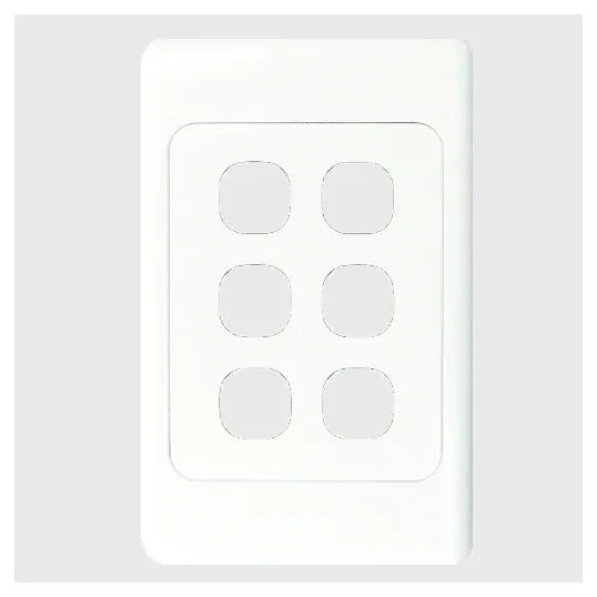 GSME Switch Cover Plate Flush Mount Standard 6 Gang Vertical White | COSWPV6G