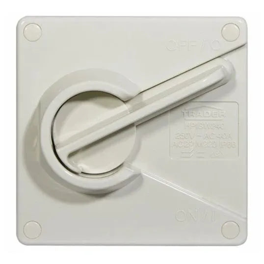 GSME Isolator Switch Weatherproof Small Surface Mount 1 Gang 40A 250V 4 Pole IP66 Grey | HPISW240