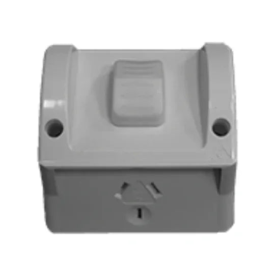 GSME GPO Switched Outlet Weatherproof Surface Mount Standard 1 Gang 10A 250V IP54 Grey | HPPP1G