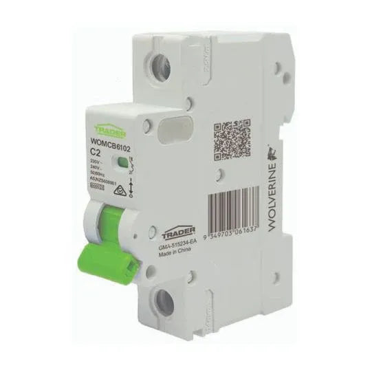 GSME Trader Miniature Circuit Breaker C Curve 230-240V 2A 6kA 1Pole 1Module 18mm DIN Rail Mount | WOMCB6102