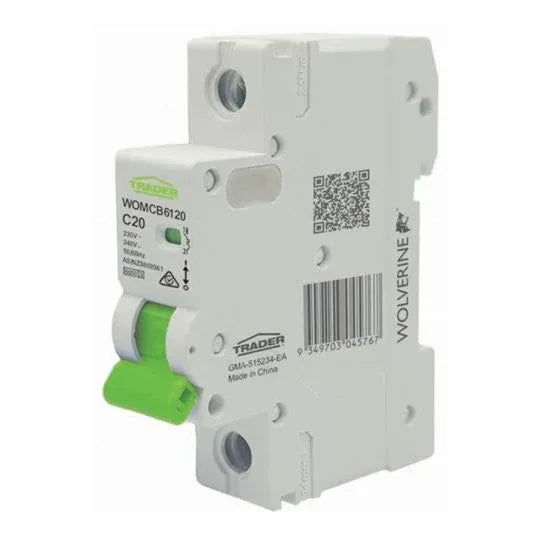 GSME Miniature Circuit Breaker C Curve 20Amp 6kA 1 Module 1 Pole | WOMCB6120