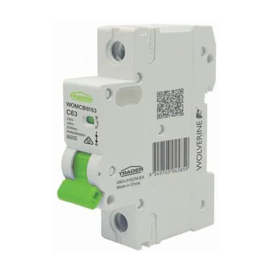 GSME Miniature Circuit Breaker C Curve 63Amp 6kA 1 Module 1 Pole | WOMCB6163