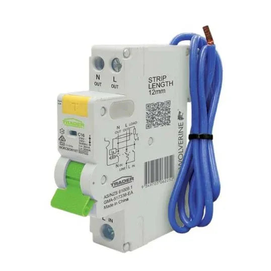 GSME Trader RCBO Type A 230-240 VAC 16 Amp 6 kA 1 Pole 30 mA IP20 1 Module | WORCBO6116T