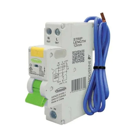 GSME Trader RCBO Type A 230-240 VAC 32 Amp 6 kA 1 Pole 30 mA IP20 1 Module | WORCBO6132T