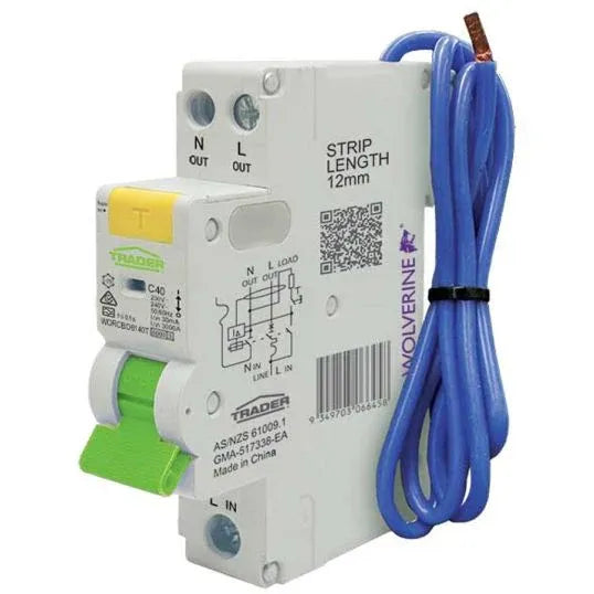 GSME Trader RCBO Type A 230-240 VAC 40 Amp 6 kA 2 Pole 30 mA IP20 1 Module | WORCBO6140T