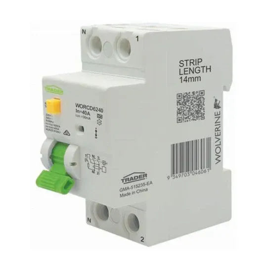 GSME Residual Current Device 40Amp 6kA 30mA 2 Module 2 Pole | WORCD6240