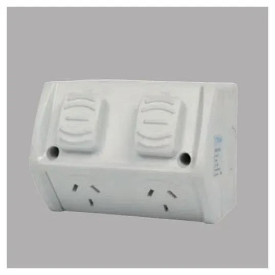 Tesla Double Weatherproof Socket 250VAC 10A IP53 | TESWPGPO2N