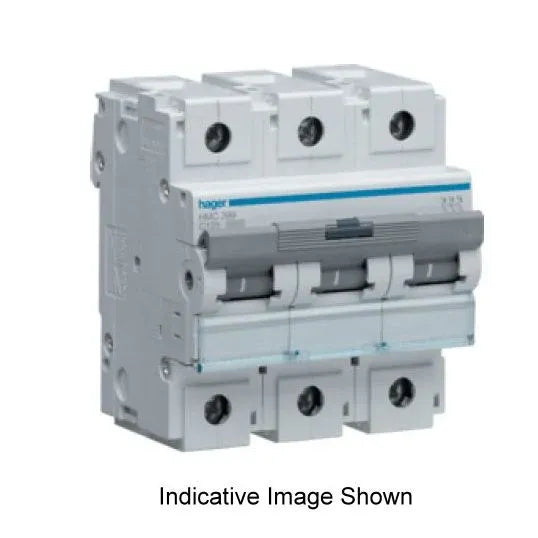 Hager Miniature Circuit Breaker C Curve 100Amp 15 kA 3Pole 4.5Module 81mm DIN Rail Mount | HMC390T