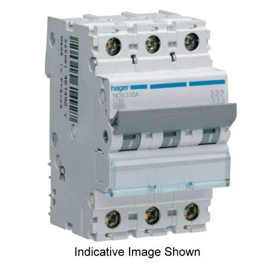 Hager Miniature Circuit Breaker D Curve 20Amp 10kA 3Pole 3Module 54mm DIN Rail Mount | NDN320A