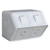 Hager GPO Switched Outlet Weatherproof Surface Mount 2 Gang 10A 250V 1 Pole IP53 Light Grey | WBWP2S
