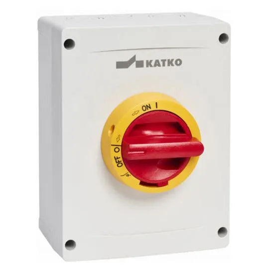 Katko Isolator Polycarbonate 4P Red/Yellow Handle 80A IP66/IP65 | KEM480YRM3