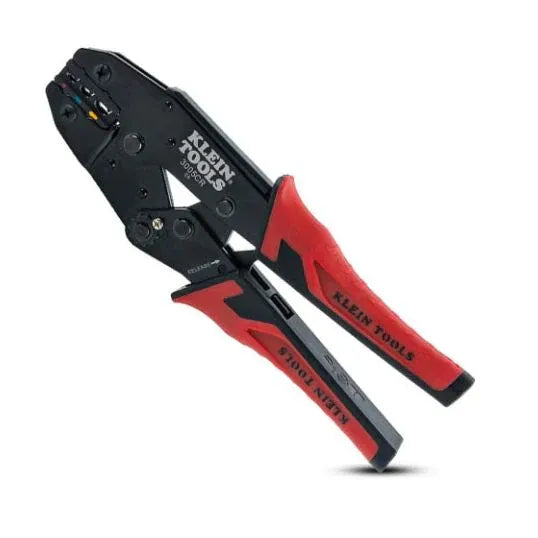 Klein Ratcheting Crimper Steel Red & Black Handle For 10-22 AWG Insulated Terminals | A-3005CR