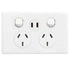 Legrand Double Power Point 2 Gang 230-240 VAC/5 VDC 3-10Amp 1P White | ED777USBN2CWE