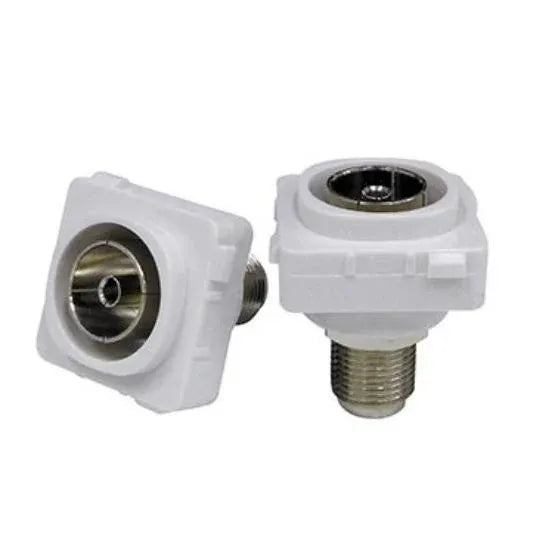 Matchmaster Wall Plate Insert F to F Female For Use With FTA TV Clipsal Fitting Wall Plates Metal/PVC White | 05MM-WA11P20