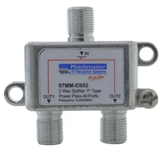 Matchmaster TV Splitter 2 Way 5-2400MHz 4.5dB Terrestrial 5.5dB SAT | 07MM-ES02