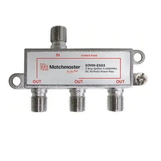 Matchmaster TV Splitter 3 Way 5-2400MHz 6.8dB Terrestrial 10.5dB SAT | 07MM-ES03