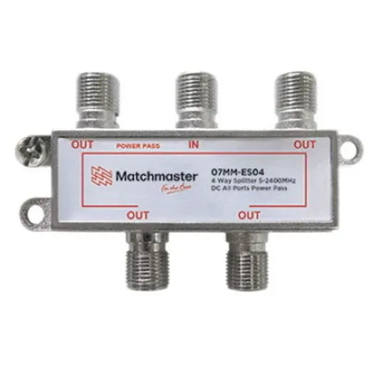 Matchmaster TV Splitter 4 Way 5-2400MHz 6.8dB Terrestrial 11dB SAT | 07MM-ES04