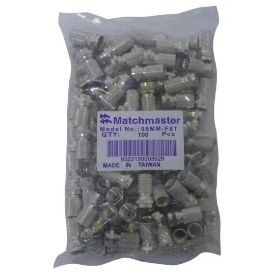 Matchmaster TV Cable Connector RG6 Twist On F 10 Pack | 08MM-F6T