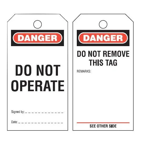 Managed Marketing & Sales Lockout Tag Heavy Duty 110mm x 46mm DO NOT OPERATE Red/White 5 Pack | -41