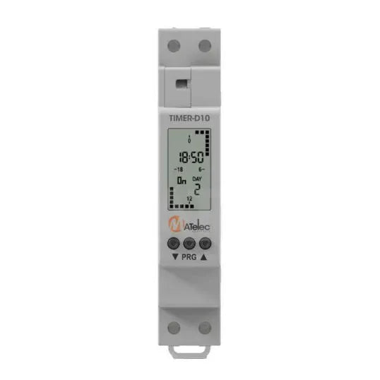 Matelec Compact Slimline Timer Clock 240VAC 16A 1W LCD 1 R/O Programmable 24x7 | TIMER-D10