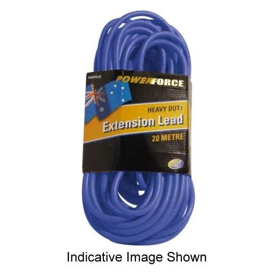 PowerForce Extension Cord Extra Heavy Duty w/Neon Indicator 20 mtr 15A 240V 1.5m mtr Blue | POWBEL20