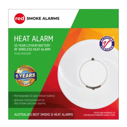 Red Smoke Alarms RF Wireless Lithium Heat Alarm White | RHA10RF