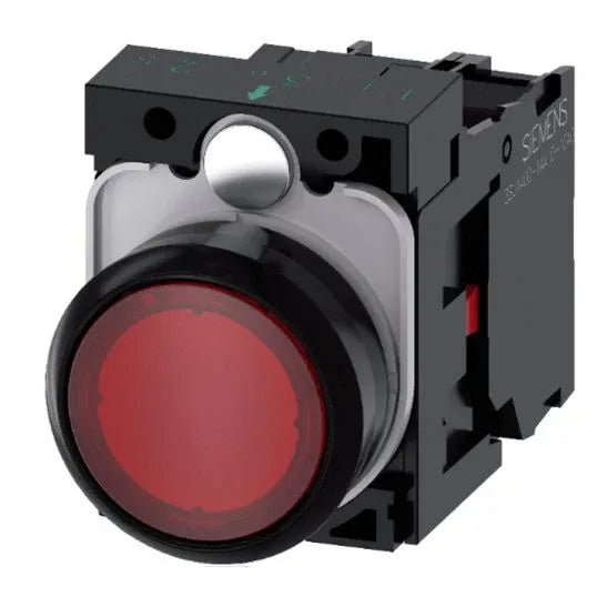 Siemens Sirius ACT Pushbutton Illuminated 22mm Round Flat Momentary 1NC Integrated LED 24VAC/DC Plastic Red | 3SU11020AB201CA0