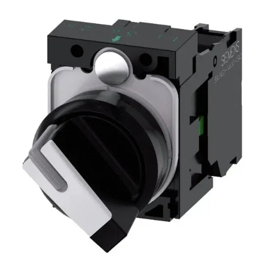 Siemens Sirius ACT Selector Switch Illuminated 22mm 500V 10A 2POS O-I 1NO Black/White Plastic | SEL2-P-NO
