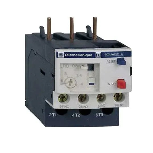 Schneider Thermal Overload Relay DIN Rail/Plate Mount 3 Pole 5.5-8A 690V 1NO-1NC Class 10A Blue Pushbutton IP20 | LRD-12