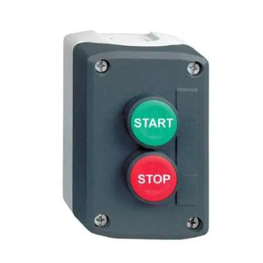 Schneider Pushbutton Control Station Complete 2G 1NO-1NC Polycarbonate Grey Cover Green & Red Operator Spring Return | XAL-D215