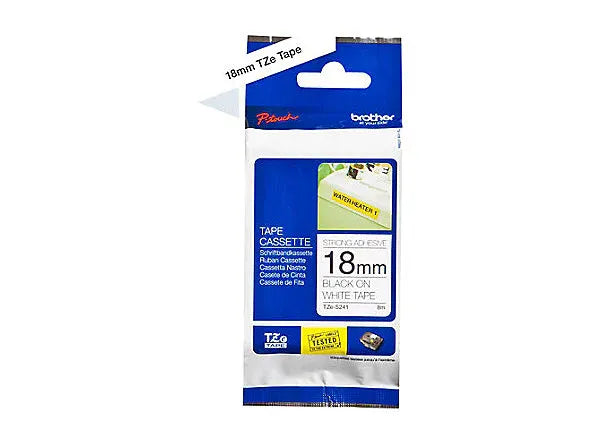 Brother 18MM Black White Tape Strong Adhesive TZE Tape