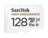 SanDisk High Endurance 128GB microSD 100MB/s 40MB/s 10K hrs 4K UHD C10 U3 V30 -40°C to 85°C Heat Freeze Shock Temperature Water X-ray Proof SD Adapter
