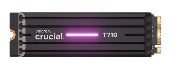 Crucial T710 1TB PCIe Gen5 NVMe 2280 SSD w Heatsink - 14900/13700 MB/s R/W 600TBW 2.2M IOPs 1.5M hrs MTTF with DirectStorage for Intel & AMD 5yrs