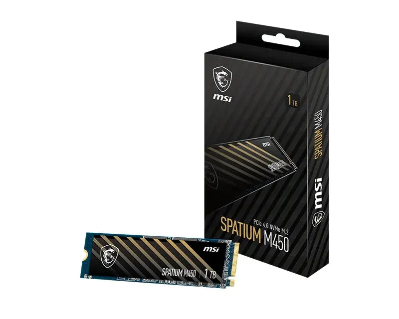 MSI SPATIUM M450 PCIe 4.0 NVMe M.2 1TB SSD,  Sequential Read up to 3400MB/s, Sequential Write up to 2400MB/s, 350 TBW, 5 Year Warranty