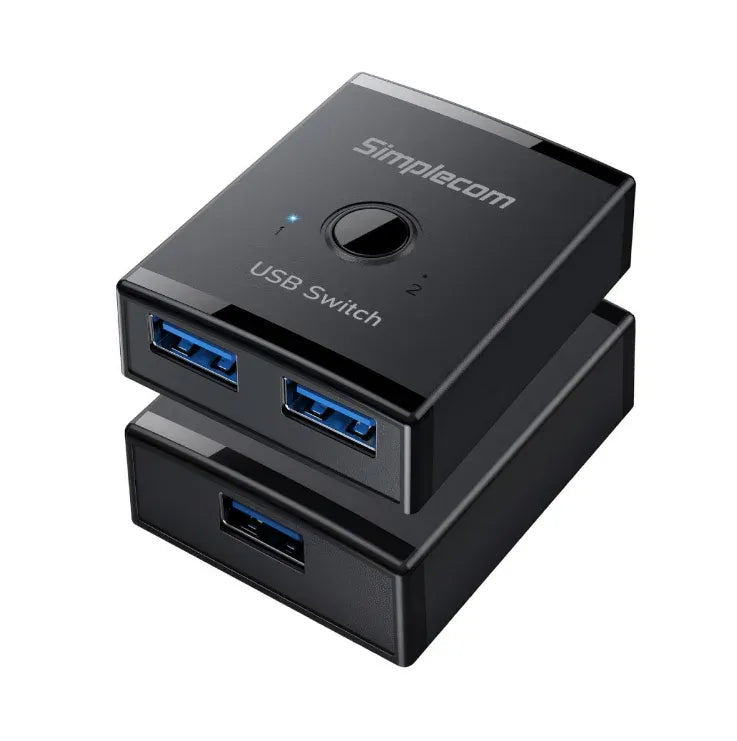 Simplecom KM125 Bi-Directional 2-Way USB 3.0 Switch 1 In 2 Out (2 In 1 Out) 5Gbps  Ideal for sharing USB device between 2 computers
