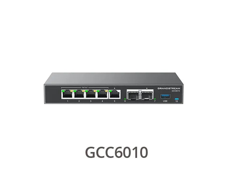 Grandstream GCC6000 Built-in IPPBX (10 Users, 4 Concurrent Calls) + enterprise-grade firewall + VPN Router + 2 x 2.5 Gb, 5 x GigE Network Switch