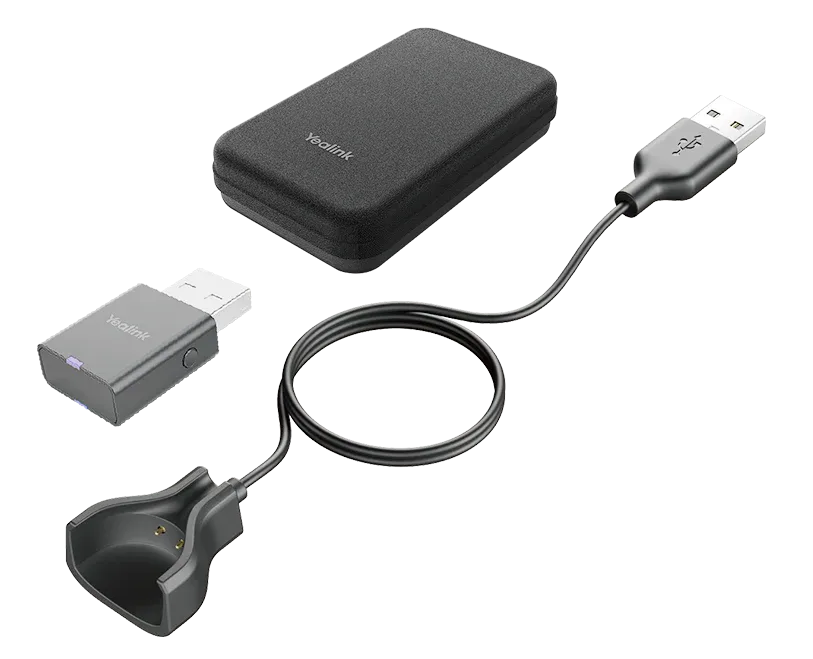 Yealink Portable Accessory Kit for WH63/67, Carry Case, Charging Cable, WDD60 DECT Dongle, Make DECT Headset Your Hybrid Work Booster