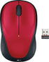Logitech M235 Wireless Mouse Red Contoured design Glossy Comfort Grip Advanced Optical Tracking 1-year battery life