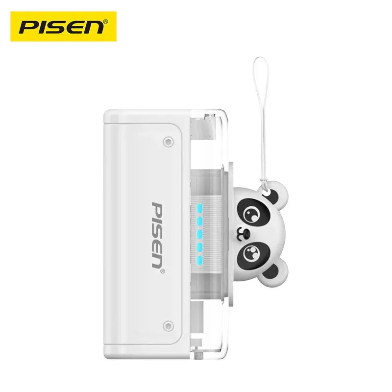 Pisen 2-in-1 Wall Charger & Tiny 5K (5000mAh) Portable Power Bank - White, Supports 22.5W PD, CCC Certified, 1xUSB-A, 1xUSB-C, 2 Years Warranty