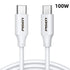 Pisen USB-C to USB-C 100W PD Cable (1M) White - Premium Quality, Fast Charge, 480Mbps, Durable,Samsung Galaxy,Apple iPhone,iPad,MacBook,Google,OPPO