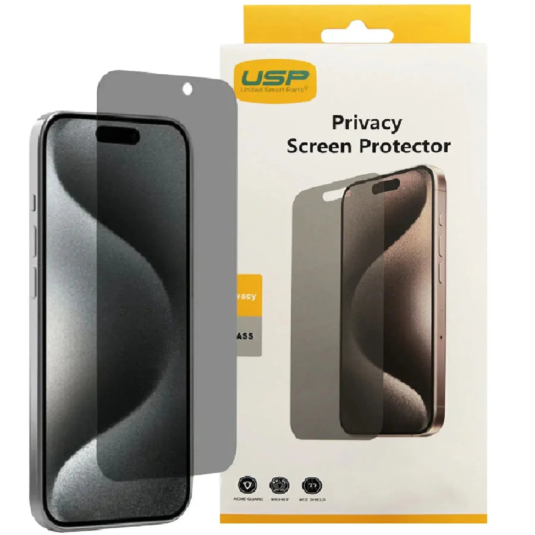 USP Apple iPhone 17 Pro / iPhone 17 / iPhone 16 Pro (6.3') Privacy Screen Protector - Privacy Protection, Scratch Resistant,  3 Years Warranty