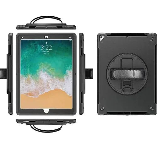 USP Rugged Apple iPad (10.2') (9th/8th/7th Gen) Case Black - Built-in-Kickstand, Hand & Shoulder Strap, DropProof, 3 Years Warranty