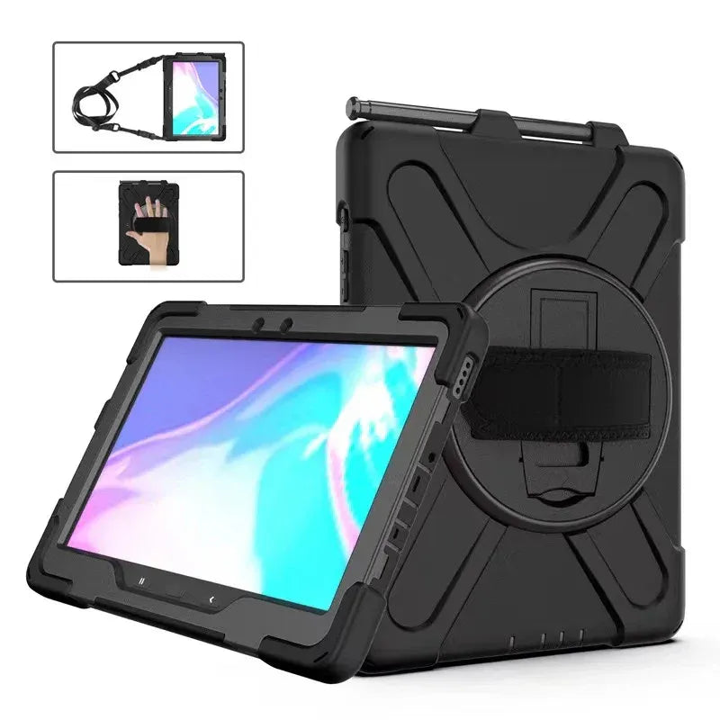USP Rugged Samsung Galaxy Tab Active5 Pro/Tab Active4 Pro/Tab Active Pro (10.1') Case Black- Built-in-Kickstand,Hand & Shoulder Strap,3 Years Warranty