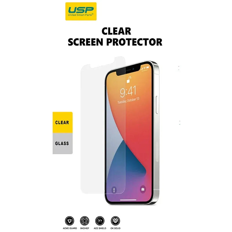 USP Apple iPhone 17e /  iPhone 16e / iPhone 14 / iPhone 13 Pro / iPhone 13 Tempered Glass Screen Protector Clear -Scratch-Resistant, 3 Years Warranty